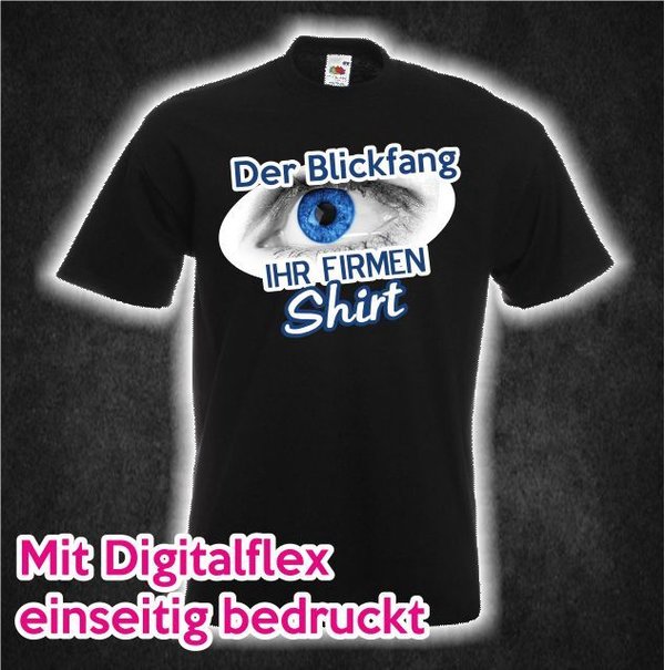 Firmen T-shirt schwarz mit 4-farb Digital Druck einseitig